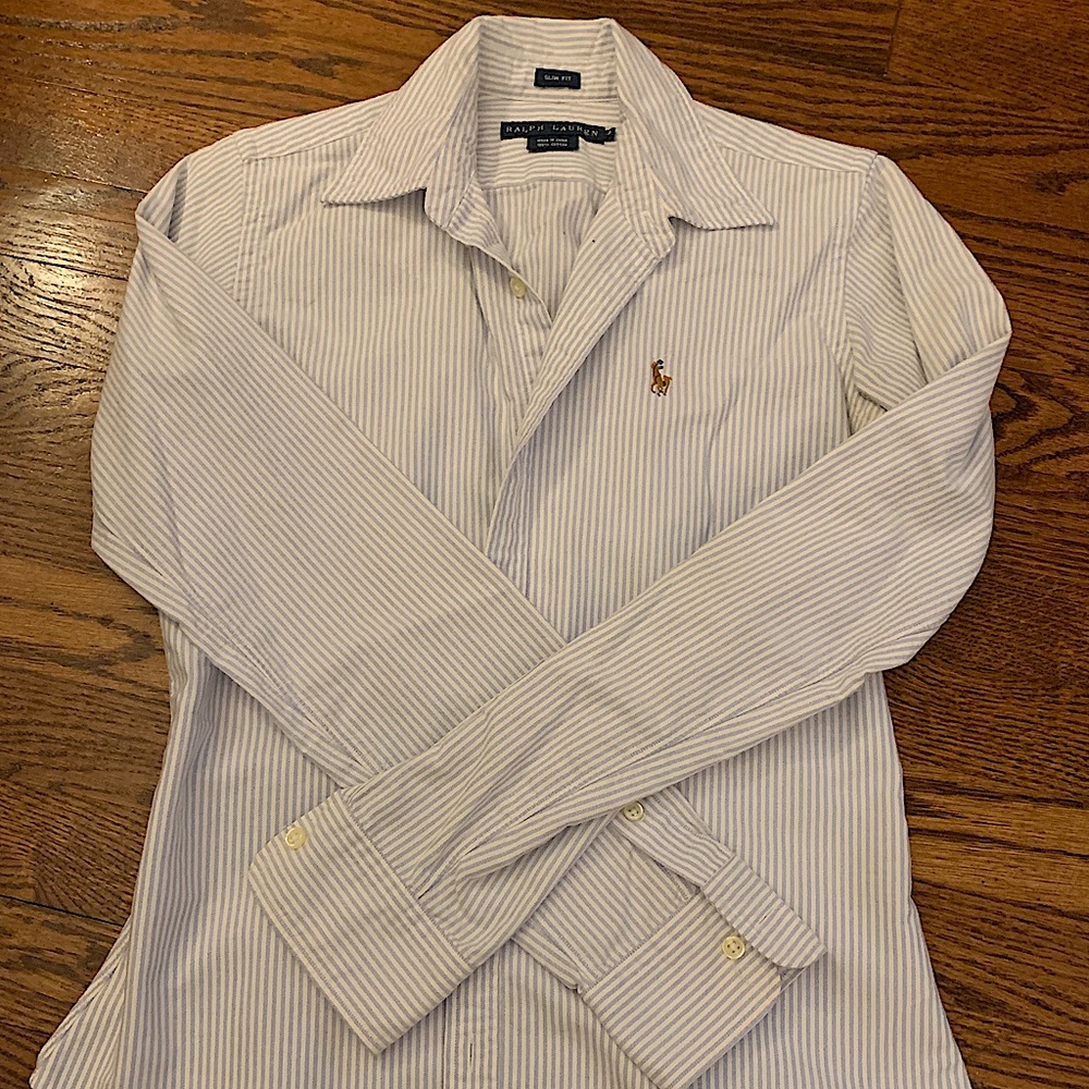 Polo Ralph Lauren blue and white button up